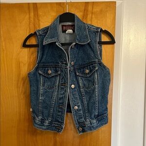 Vintage Paris Sport Club Denim Vest with Button Closure